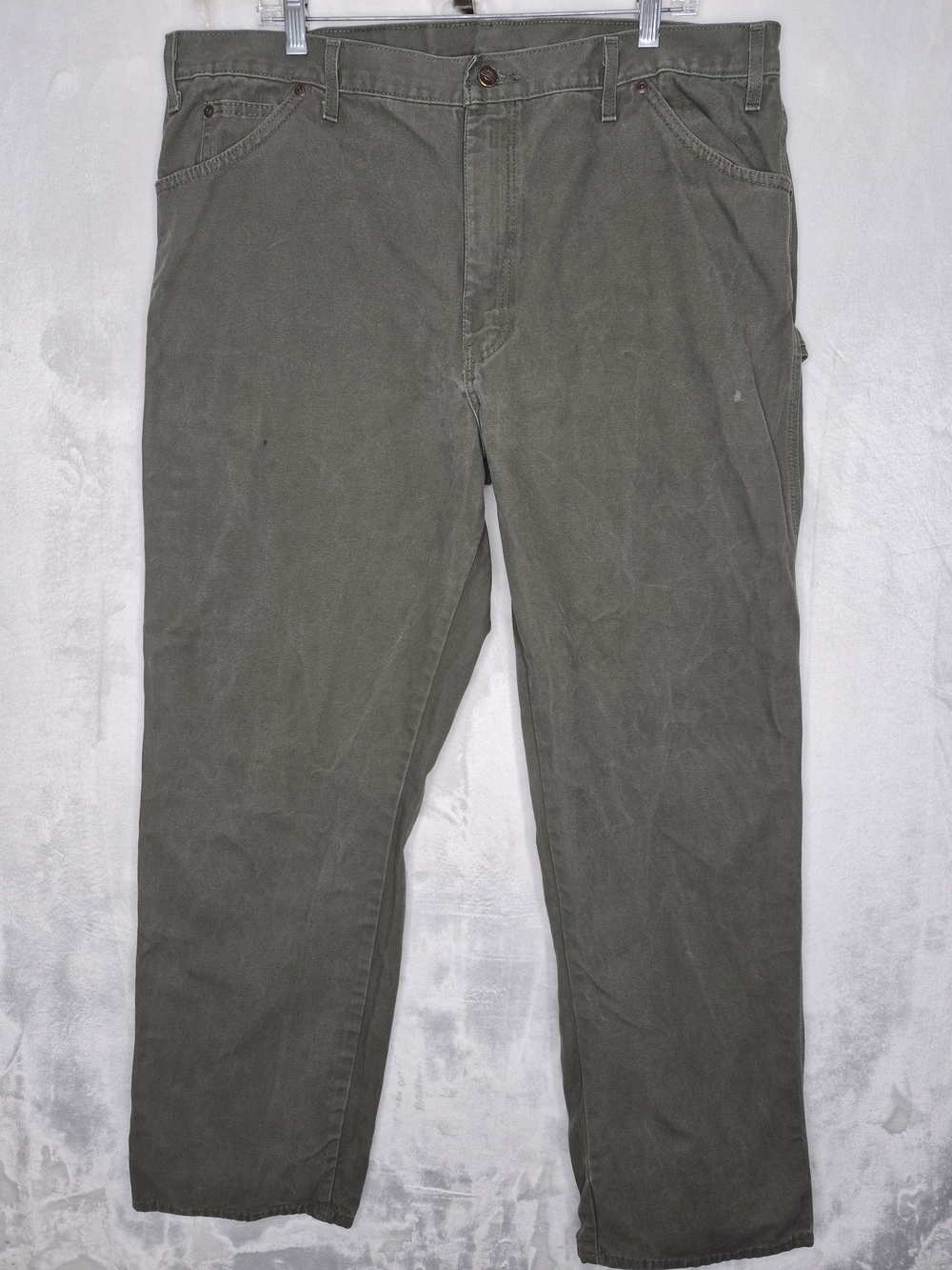 Dickies Canvas Carpenter Utility Work Pants Olive Green Moss Mens 40x32